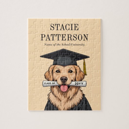 Aangepaste Afstuderen Schattigee Golden Retriever  Legpuzzel (Verticaal)