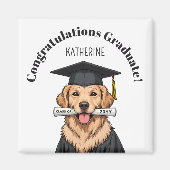 Aangepaste Afstuderen Schattigee Golden Retriever Magneet (Voorkant)
