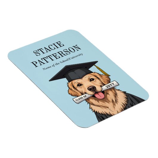 Aangepaste Afstuderen Schattigee Golden Retriever Magneet (Rechterzijde)