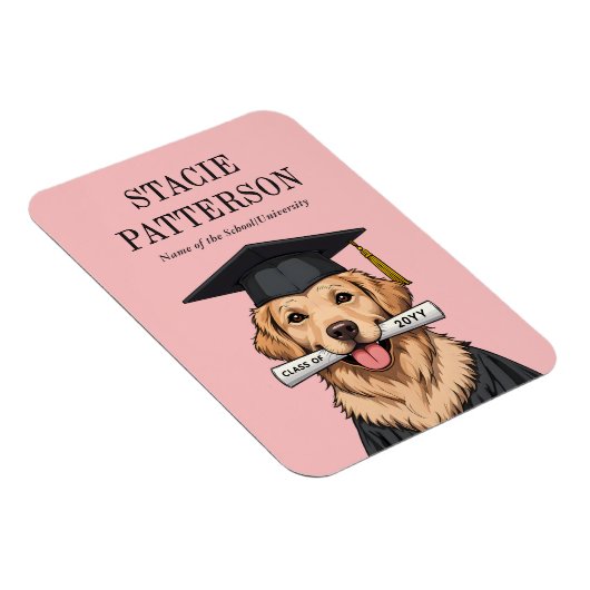Aangepaste Afstuderen Schattigee Golden Retriever  Magneet (Rechterzijde)