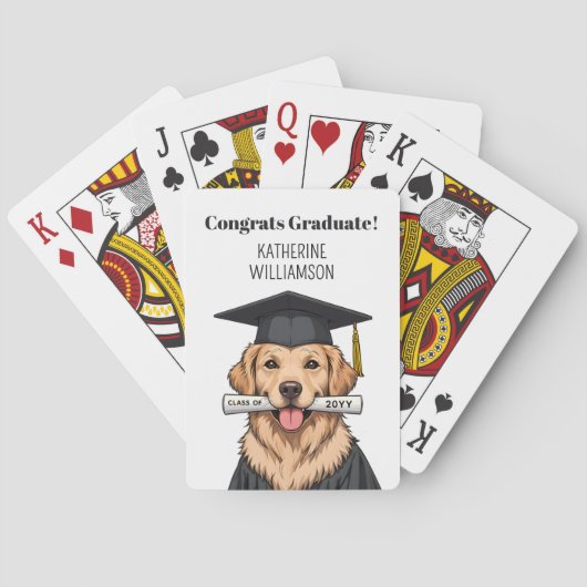 Aangepaste Afstuderen Schattigee Golden Retriever Pokerkaarten (Achterkant)