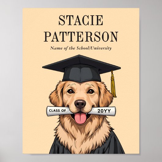 Aangepaste Afstuderen Schattigee Golden Retriever  Poster (Voorkant)