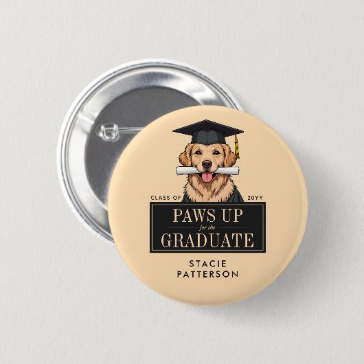 Aangepaste Afstuderen Schattigee Golden Retriever Ronde Button 5,7 Cm (Voorkant /achterkant)