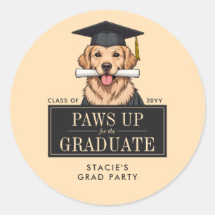 Aangepaste Afstuderen Schattigee Golden Retriever Ronde Sticker