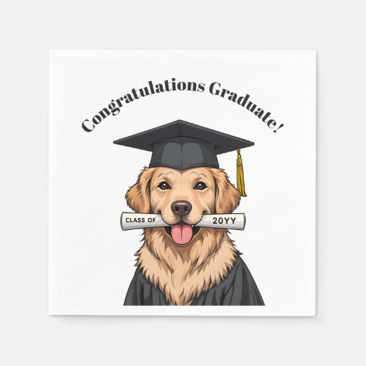 Aangepaste Afstuderen Schattigee Golden Retriever Servet (Voorkant)