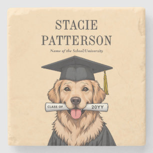 Aangepaste Afstuderen Schattigee Golden Retriever  Stenen Onderzetter