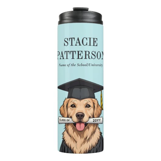 Aangepaste Afstuderen Schattigee Golden Retriever Thermosbeker (Voorkant)