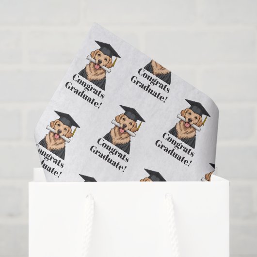 Aangepaste Afstuderen Schattigee Golden Retriever Tissuepapier (Cadeauzakje)