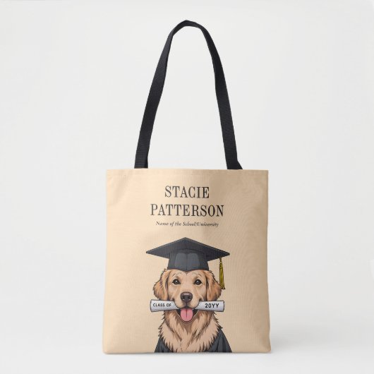 Aangepaste Afstuderen Schattigee Golden Retriever  Tote Bag (Voorkant)