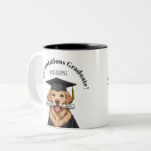 Aangepaste Afstuderen Schattigee Golden Retriever Tweekleurige Koffiemok (Voorkant links)