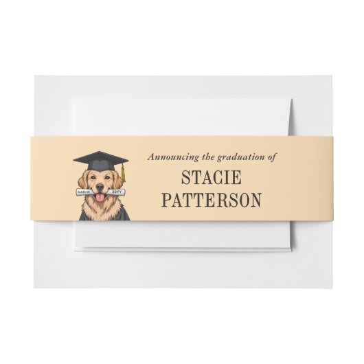 Aangepaste Afstuderen Schattigee Golden Retriever  Uitnodigingen Wikkel (Voorkant Voorbeeld)