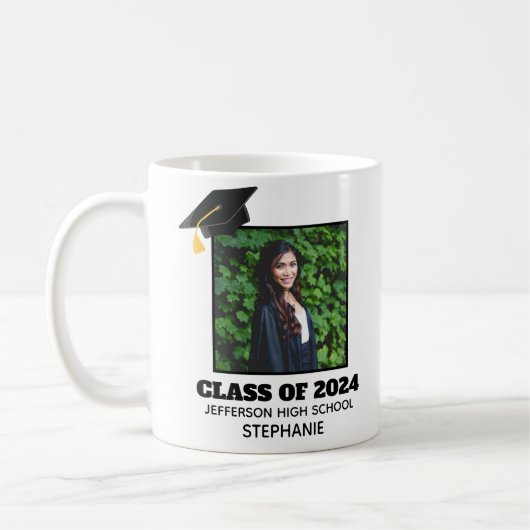 Aangepaste Afstuderen Senior Portrait Foto Keepsak Koffiemok (Links)