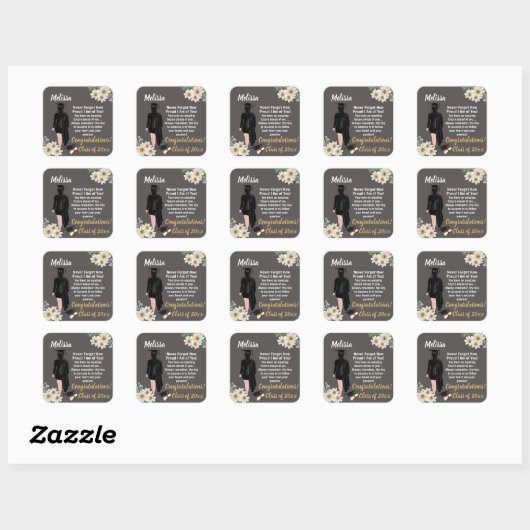 Aangepaste Afstuderen Vierkante Sticker (Vel)