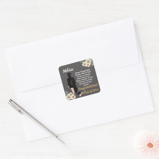 Aangepaste Afstuderen Vierkante Sticker (Envelop)