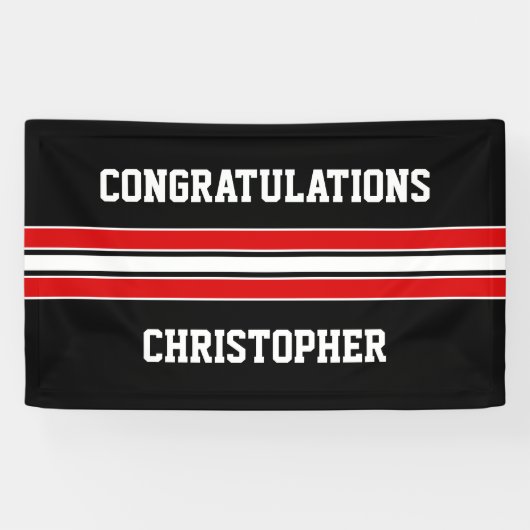 Aangepaste Afstuderen voor rode en zwarte poorten Spandoek (Horizontaal)