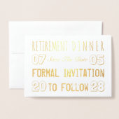 Aangepaste aftredende partij slaat de datum op folie kaarten (Voorkant met envelop)