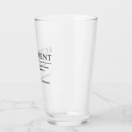 Aangepaste aftredingsbier op maat glas (Links)