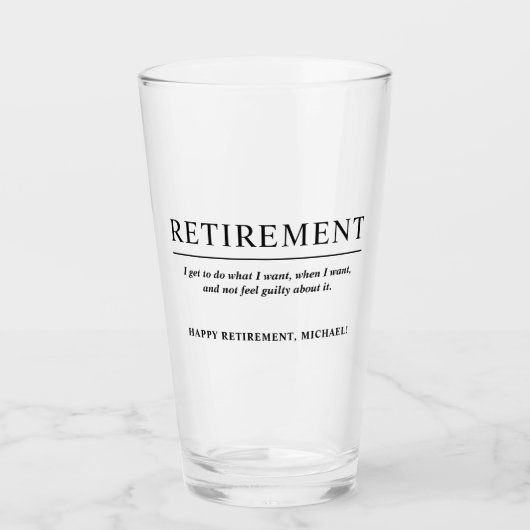 Aangepaste aftredingsbier op maat glas (Voorkant)