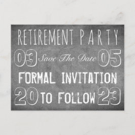 Aangepaste aftredingspartij bespaart datum-alkbord aankondigingskaart