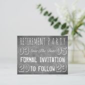 Aangepaste aftredingspartij bespaart datum-alkbord aankondigingskaart (Staand voorkant)