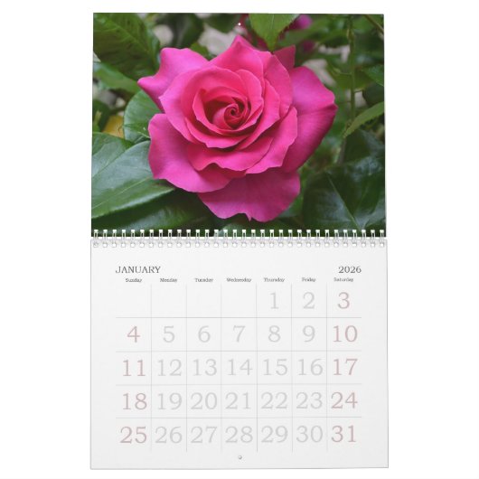 Aangepaste agenda voor rozen kalender (Jan 2026)