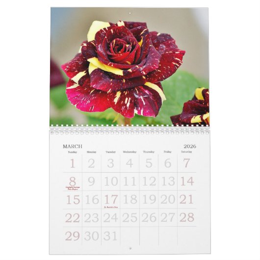 Aangepaste agenda voor rozen kalender (Mar 2026)