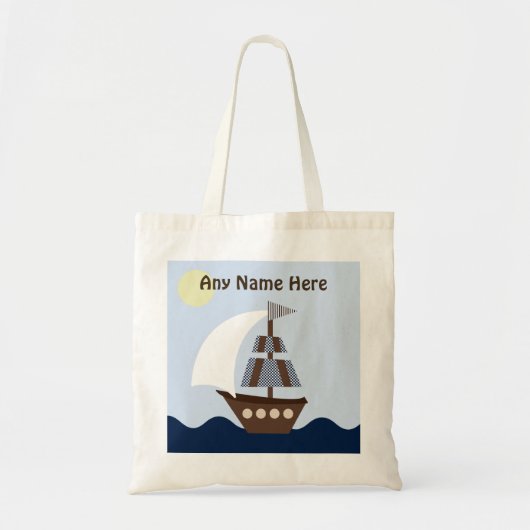 Aangepaste Ahoy Mate/Nautical/Sailboat Canvas tas (Voorkant)