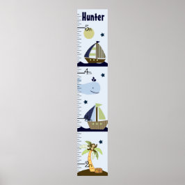 Aangepaste Ahoy Mate/Sailboat/Whale Growth Chart Poster