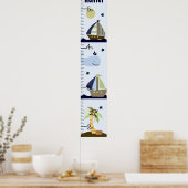 Aangepaste Ahoy Mate/Sailboat/Whale Growth Chart Poster (Keuken)