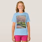 Aangepaste AI Art Earth Dag Roze Bloesems Meisjes T-shirt (Voorkant volledig)