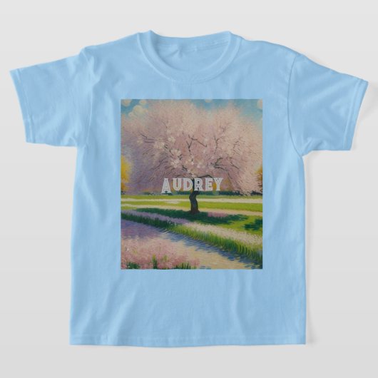 Aangepaste AI Art Earth Dag Roze Bloesems Meisjes T-shirt (Laagn)
