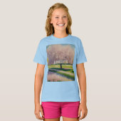 Aangepaste AI Art Earth Dag Roze Bloesems Meisjes T-shirt (Voorkant volledig)