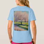 Aangepaste AI Art Earth Dag Roze Bloesems Meisjes T-shirt (Achterkant)