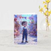 Aangepaste AI-foto-kerstkaart | Gepersonaliseerd b Kaart (Gele Bloem)