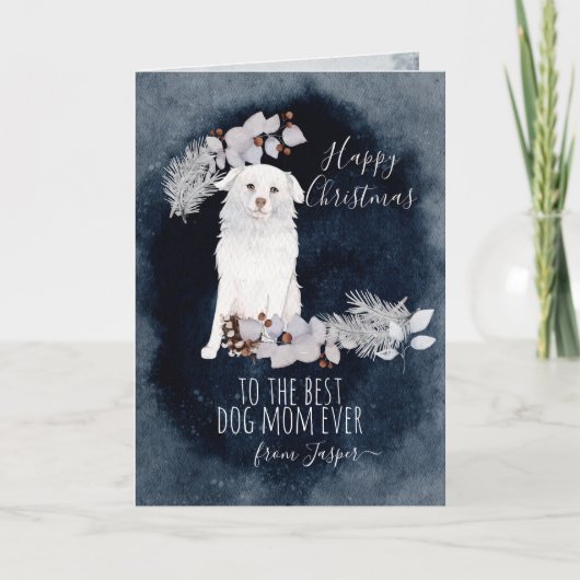 Aangepaste Aidi White Fluffy Dog Feestdagen Kaart (Voorkant)