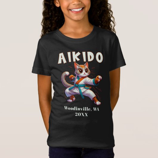 Aangepaste Aikido Martial Arts Locatie Datum Naam T-shirt (Voorkant)