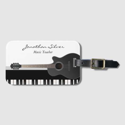 Aangepaste akoestische gitaar piano toetsen muziek bagagelabel (Voorkant (horizontaal))