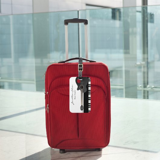 Aangepaste akoestische gitaar piano toetsen muziek bagagelabel