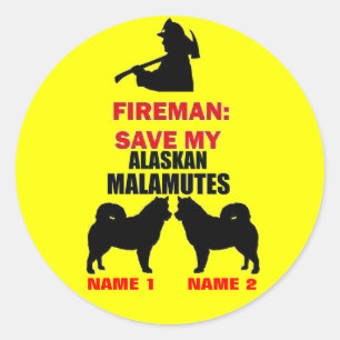 Aangepaste Alaskan Malamute brandveiligheid Ronde Sticker
