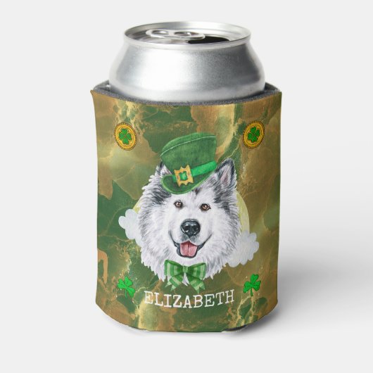 Aangepaste Alaskan Malamute Gold St. Patricks Blikjeskoeler (Blikje Achterkant)