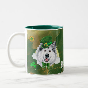 Aangepaste Alaskan Malamute Goud St. Patricks Dag Tweekleurige Koffiemok