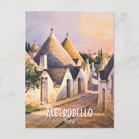 Aangepaste Alberobello Trulli Huis Waterverf Reize Briefkaart (Voorkant)