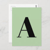 Aangepaste alfabet | Modern minimalistisch groen Briefkaart (Voorkant / Achterkant)