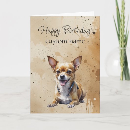 Aangepaste Algemene Verjaardag Schattige Chihuahua Kaart (Voorkant)