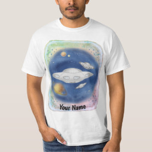 Aangepaste Alien Grey Spaceship T-shirt