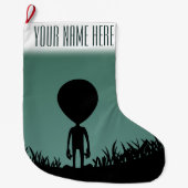 Aangepaste Alien Stocking voor buitenkerstaking vo Grote Kerstsok (Voorkant)