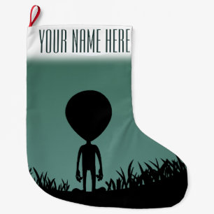 Aangepaste Alien Stocking voor buitenkerstaking vo Grote Kerstsok