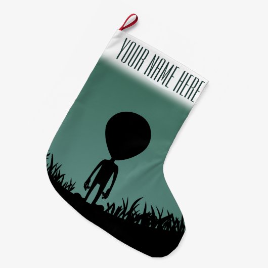 Aangepaste Alien Stocking voor buitenkerstaking vo Grote Kerstsok (Voorkant (Hangend))