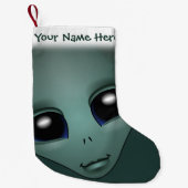 Aangepaste Alien Stocking voor buitenkerstaking vo Kleine Kerstsok (Voorkant)