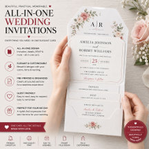 Aangepaste All-in-One Trouw Uitnodiging RSVP